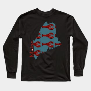 Maine Lobster on Map Long Sleeve T-Shirt